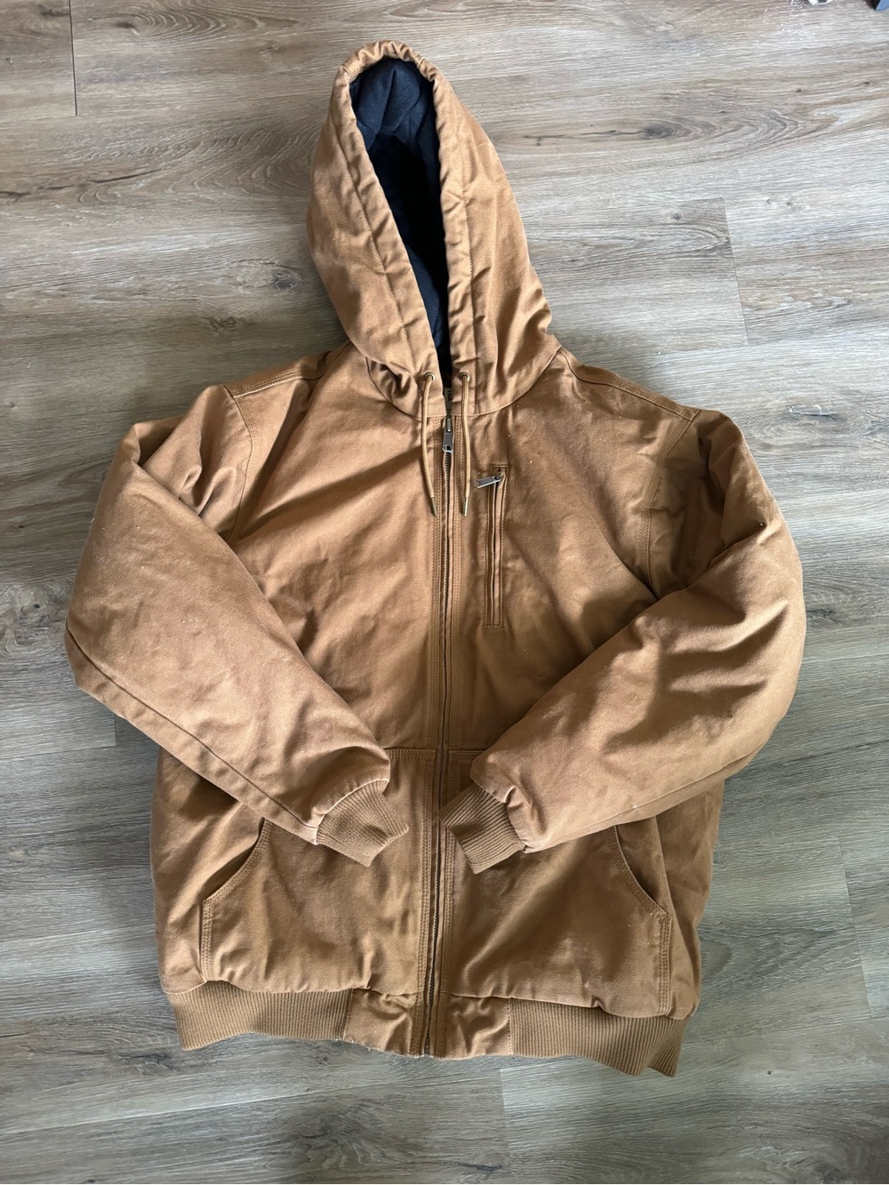 Men's Medium Red Head Hooded Insulated Work Jacket Coat - Brown